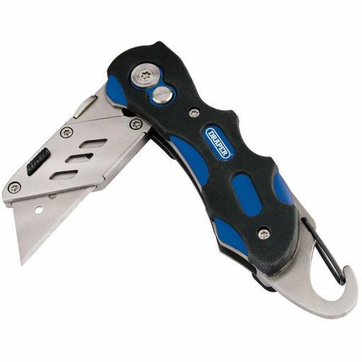 Draper Folding Trimming Knife with Belt Clip, Blue Image 2