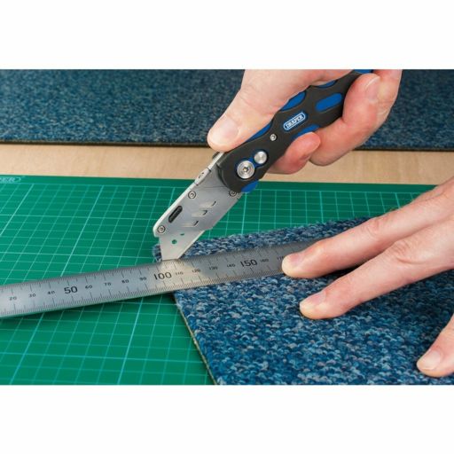 Draper Folding Trimming Knife with Belt Clip, Blue Image 3
