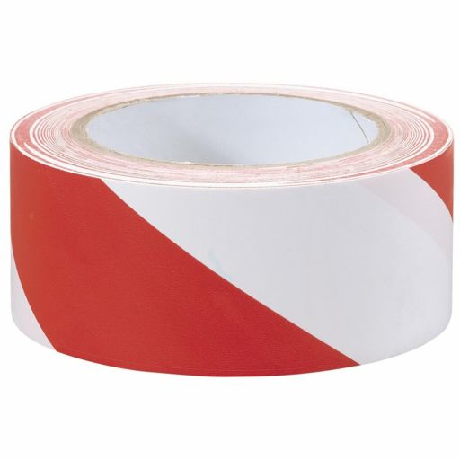 Draper Hazard Tape Roll, 33m x 50mm, Red and White Image 1