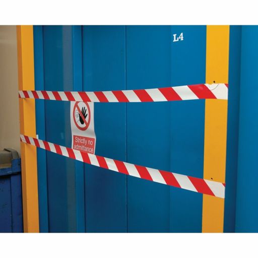 Draper Hazard Tape Roll, 33m x 50mm, Red and White Image 3