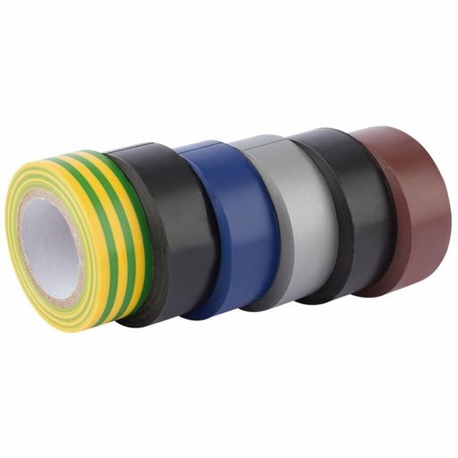 Draper Insulation Tape, 10m x 19mm, Mixed Colours (Pack of 6) Image 1