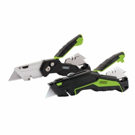 Draper Retractable & Folding Trimming Knife Set with 10 x SK2 Two Notch Blades Image 2
