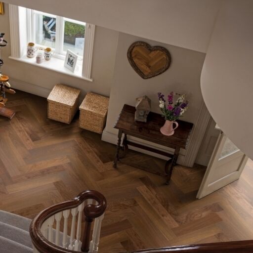 Elka Dark Smoked Oak Herringbone Engineered Flooring, 120x14x600mm Image 2
