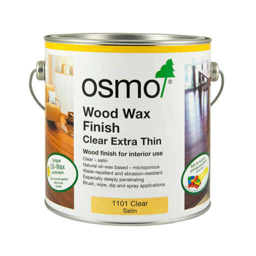 Osmo Wood Wax Finish Transparent, Extra Thin Clear Satin, 0.75L Image 1