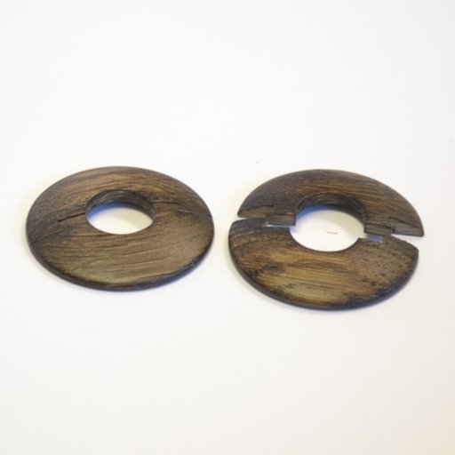 Solid Dark Oak Pipe Surrounds (Pipe Ferrule) Lacquered, 16 mm, Pair Image 1