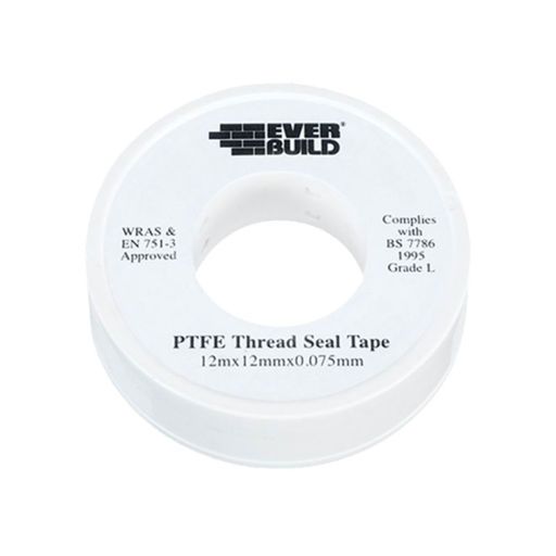 PTFE Water Tape, White, 12 mm x 12 m Image 1