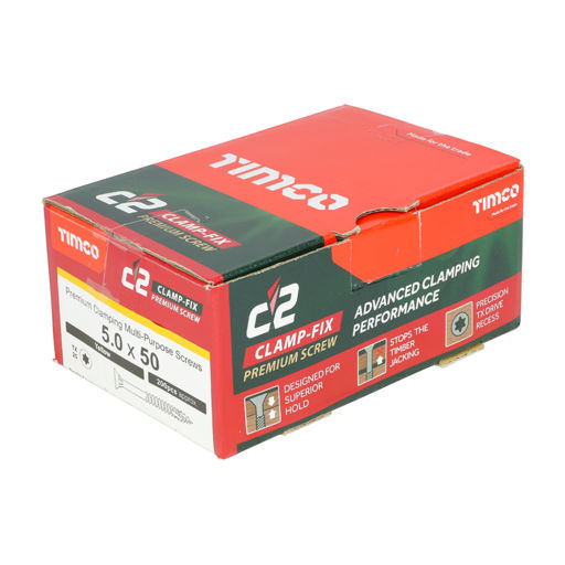 TIMco C2 Clamp-Fix Multi-Purpose Premium Screws - TX - Double Countersunk - Yellow 5.0x50mm Image 2