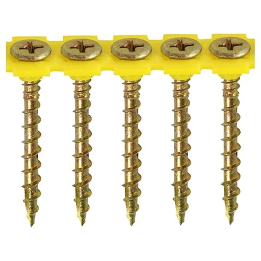 TIMco Collated Solo Screws - PH - Double Countersunk - Yellow 4.2x50mm Image 1