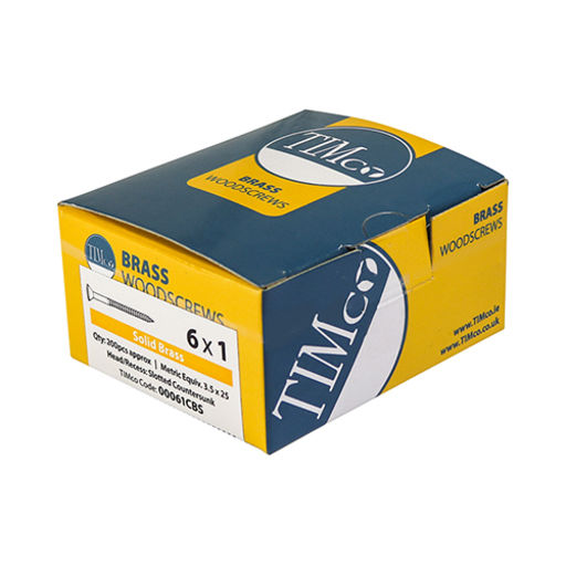 TIMco Solid Brass Woodscrews - SL - Countersunk 2.25x10mm Image 2