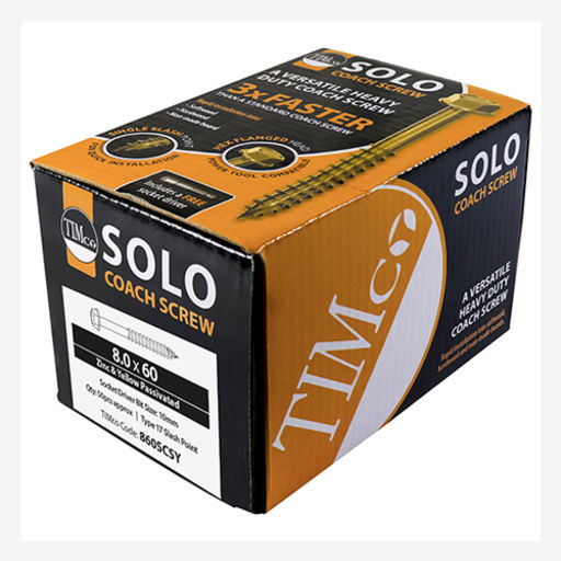 TIMco Solo Coach Screws - Hex Flange - Yellow 10.0x160mm Image 2