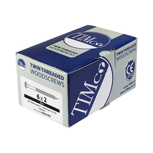 TIMco Twin-Thread Woodscrews - PZ - Double Countersunk - Zinc 3.0x12mm Image 2