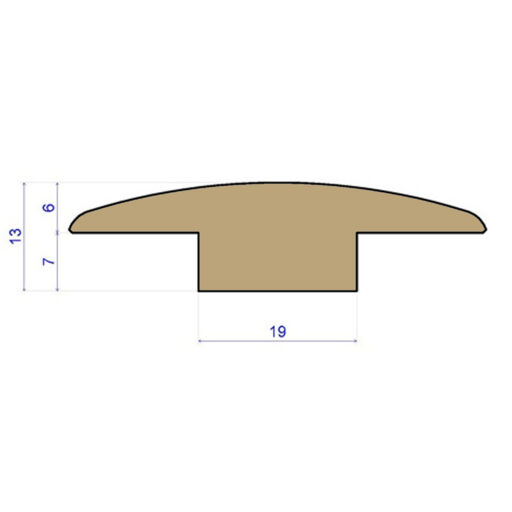 Traditions Solid Oak T-Shaped Threshold, Unfinished, 7mm, 2.7m Image 2