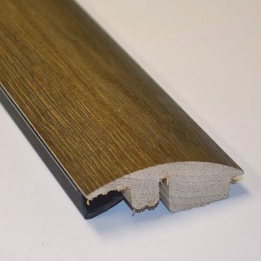 Solid Dark Oak Wood-To-Carpet (Semi-Ramp) Threshold, Lacquered, 90 cm Image 1