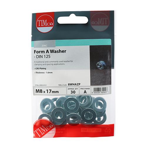 Form A Washer, M8, 30pk