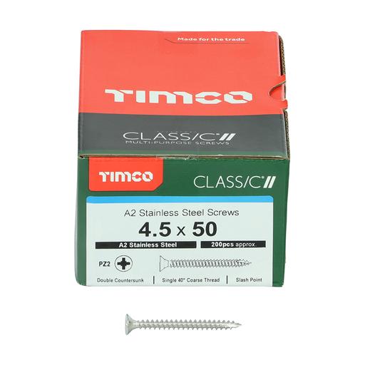 TIMco Classic Multi-Purpose Screws - PZ - Double Countersunk - Stainless Steel 4.5x50mm