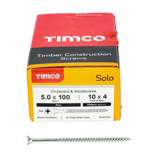 TIMco Solo Woodscrews - PZ - Double Countersunk - Zinc 5.0x100mm