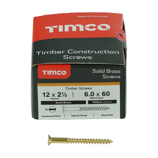 TIMco Solid Brass Woodscrews - SL - Countersunk 6.0x60mm