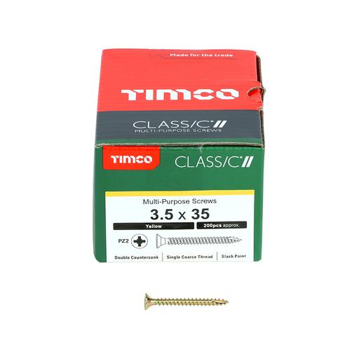 TIMco Classic Multi-Purpose Screws - PZ - Double Countersunk - Yellow 3.5x35mm