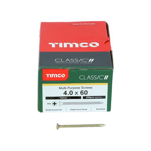 TIMco Classic Multi-Purpose Screws - PZ - Double Countersunk - Yellow 4.0x60mm