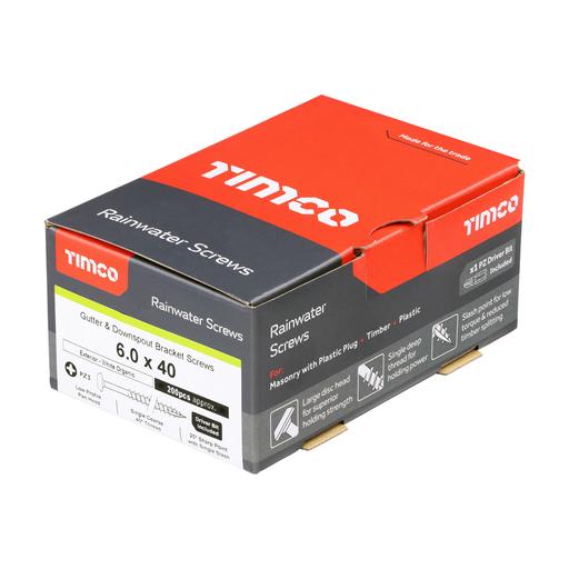 TIMCO Rainwater Screws - PZ - Low Profile Pan - Exterior - White (6.0 x 40, Box of 200)