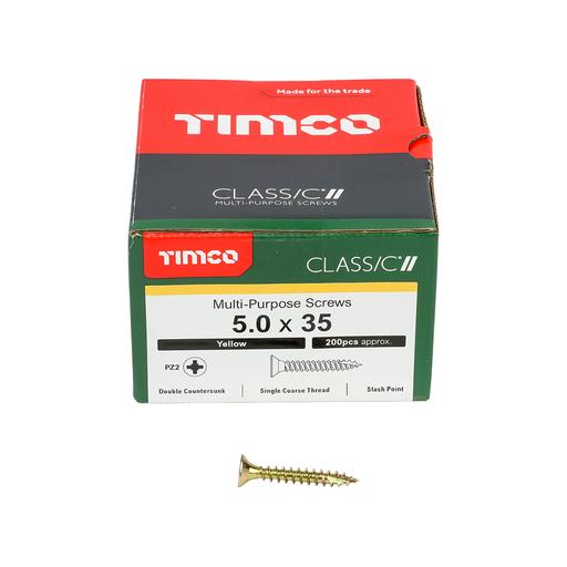 TIMco Classic Multi-Purpose Screws - PZ - Double Countersunk - Yellow 5.0x35mm