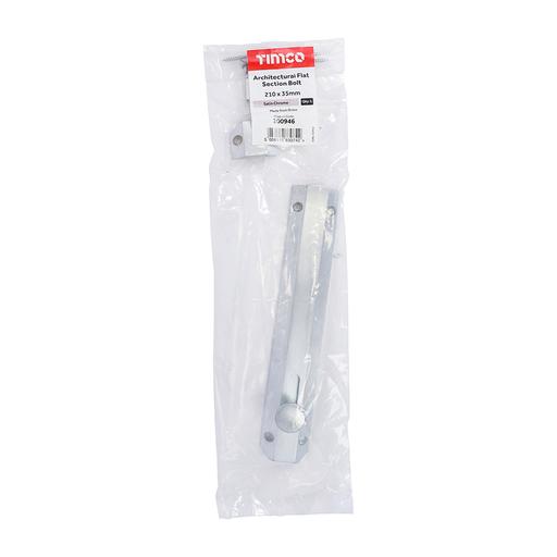 TIMCO Architectural Flat Section Bolt - Satin Chrome (210 x 35mm, Bag of 1)
