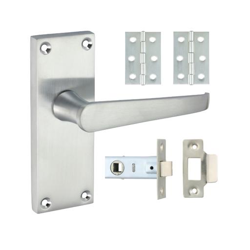 TIMCO Victorian Straight Latch Door Pack - Satin Chrome (Mixed, Box of 1)