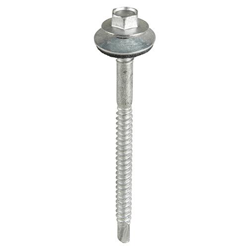 TIMCO Metal Construction Composite Panel Screws - Hex - Epdm Washer - Self-Drilling - Bi-Metal - Exterior - Silver Organic (5.5/6.3 x 100, Box of 100)