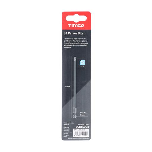 TIMCO S2 Driver Bits - PZ (No.2 x 150, Blister Pack of 1)