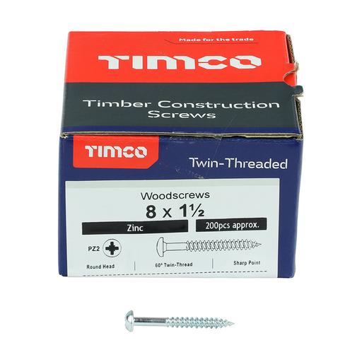 TIMco Twin-Thread Woodscrews - PZ - Double Countersunk - Zinc 4.0x40mm