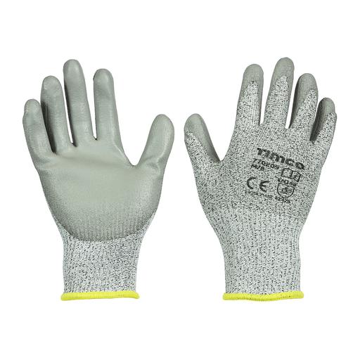 TIMCO Medium Cut Gloves - Pu Coated Hppe Fibre With Glass Fibre (Backing Card of 1)