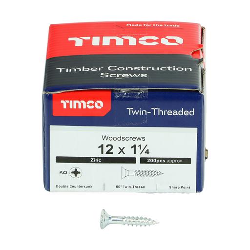 TIMco Twin-Thread Woodscrews - PZ - Double Countersunk - Zinc 6.0x30mm