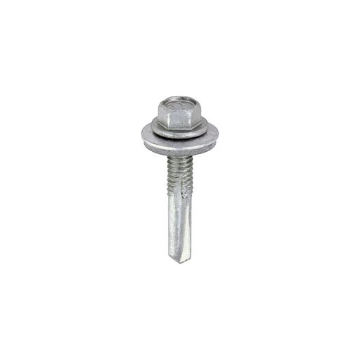 TIMCO Metal Construction Heavy Section Screws - Hex - Epdm Washer - Self-Drilling - Exterior - Silver Organic (5.5 x 32, Box of 100)