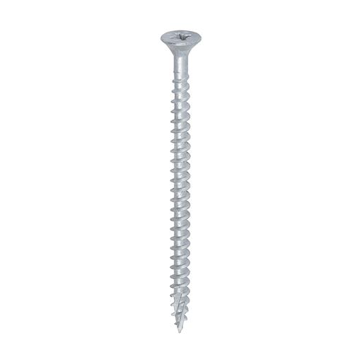 TIMCO C2 Exterior Strong-Fix - PZ - Double Countersunk With Ribs - Twin-Cut - Silver (5.0 x 80, Box of 200)