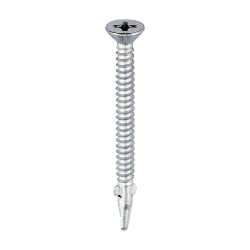 TIMCO Metal Construction Timber To Light Section Screws - Countersunk - Wing-Tip - Self-Drilling - Exterior - Silver Organic (5.5 x 65, Box of 200)