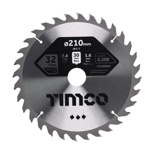 TIMCO Circular Saw Blade - General Purpose - Coarse/Medium (210 x 30 x 32T, Clamshell of 1)
