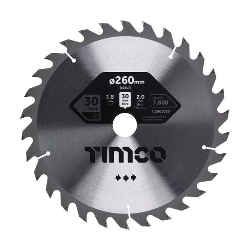 TIMCO Circular Saw Blade - General Purpose - Coarse/Medium (260 x 30 x 30T, Clamshell of 1)
