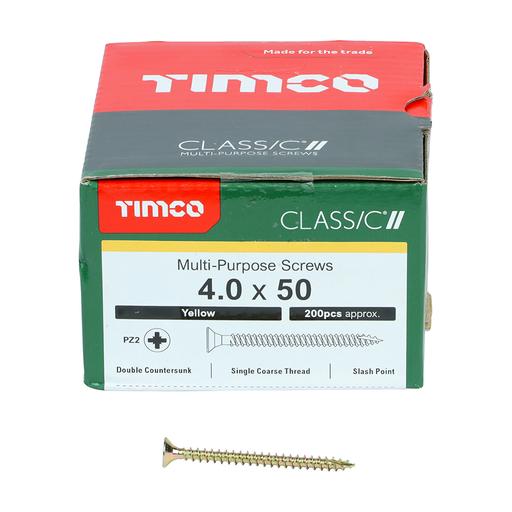 TIMco Classic Multi-Purpose Screws - PZ - Double Countersunk - Yellow 4.0x50mm