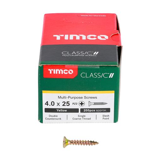 TIMco Classic Multi-Purpose Screws - PZ - Double Countersunk - Yellow 4.0x25mm