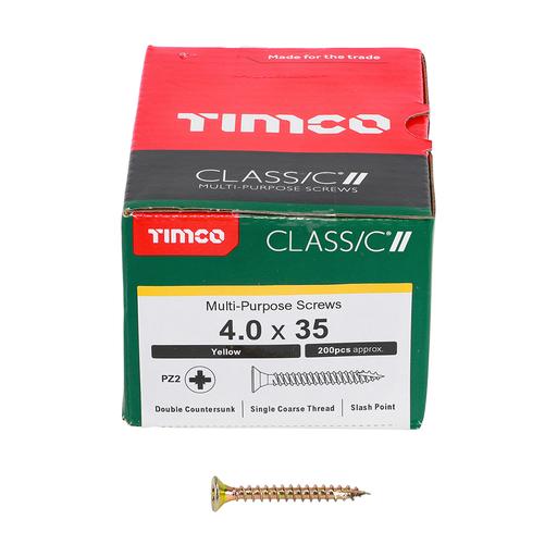 TIMco Classic Multi-Purpose Screws - PZ - Double Countersunk - Yellow 4.0x35mm