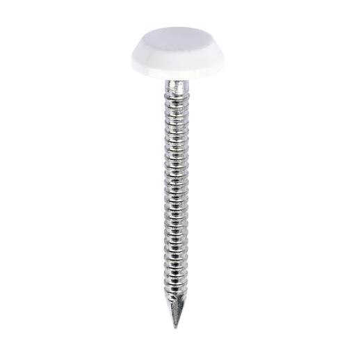 TIMCO Polymer Headed Nails - A4 Stainless Steel - White (40mm, Box of 100)