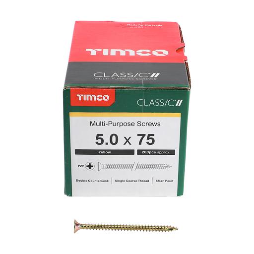 TIMco Classic Multi-Purpose Screws - PZ - Double Countersunk - Yellow 5.0x75mm