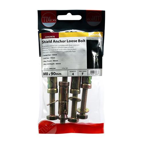 Shield Anchor, M8x40mm, 4pk
