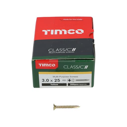 TIMco Classic Multi-Purpose Screws - PZ - Double Countersunk - Yellow 3.0x25mm