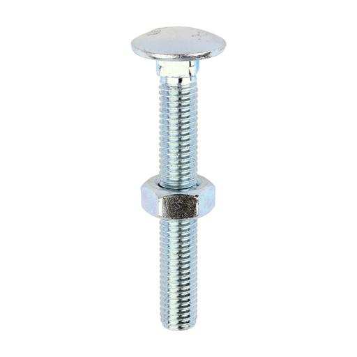 TIMCO Carriage Bolts & Hex Nuts - Zinc (M10 x 75, Box of 50)