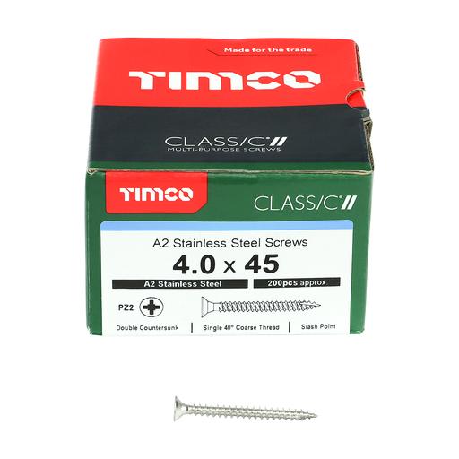 TIMco Classic Multi-Purpose Screws - PZ - Double Countersunk - Stainless Steel 4.0x45mm