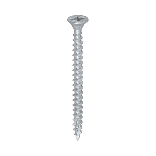 TIMCO C2 Exterior Strong-Fix - PZ - Double Countersunk With Ribs - Twin-Cut - Silver (4.0 x 50, Box of 200)