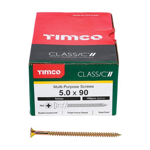 TIMco Classic Multi-Purpose Screws - PZ - Double Countersunk - Yellow 5.0x90mm