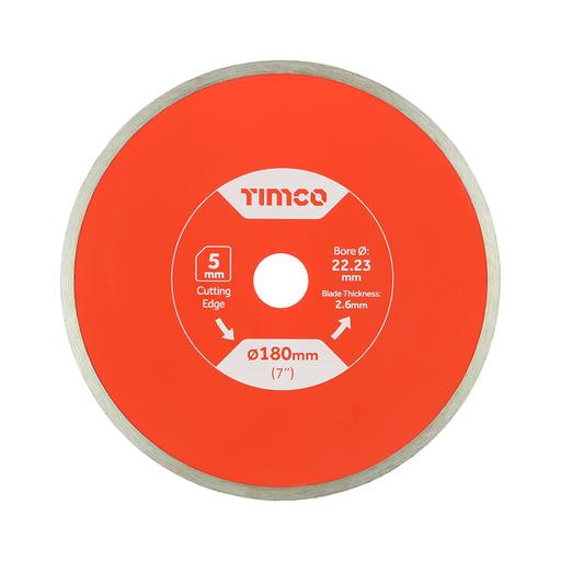 TIMCO General Purpose Tile & Ceramic Diamond Blade - Continuous (180 x 22.2, Box of 1)