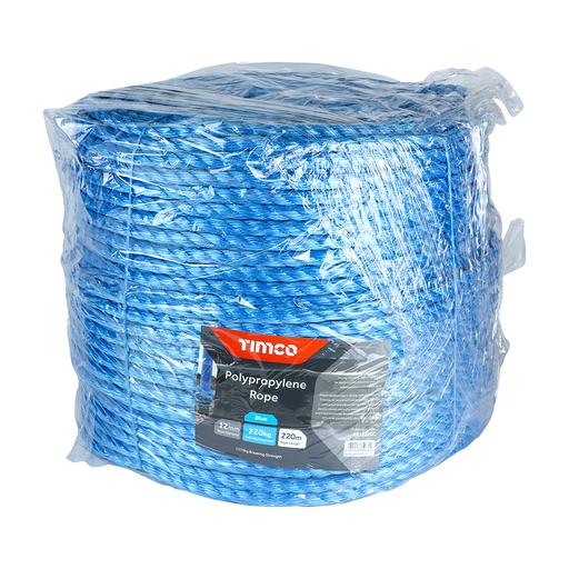 TIMCO Polypropylene Rope - Blue - Long Coil (12mm x 220m, Unit of 1)